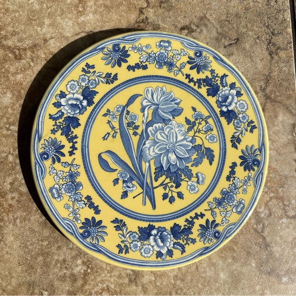 Spode [Vintage] 6 inch Blue and Yellow Tea Tile Trivet- Garden Collection - Picture 1 of 3